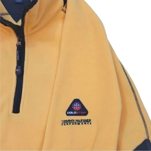 Vintage 90s Y2K Tommy Hilfiger Cold Stop Performance Fleece Jacket in Yellow XXL - Picture 5 of 10